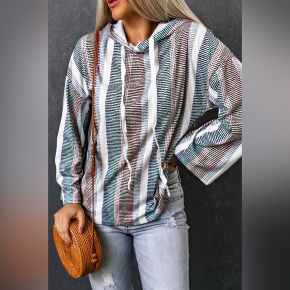 Striped Sweatshirt With Drawstring - Picture 3 of 4